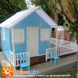 Casa de Boneca Azul G com varanda | Animamix