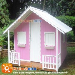 Casinha de Madeira Infantil GG Rosa | Animamix